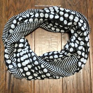 LOFT black and white stripe and polka dot scarf